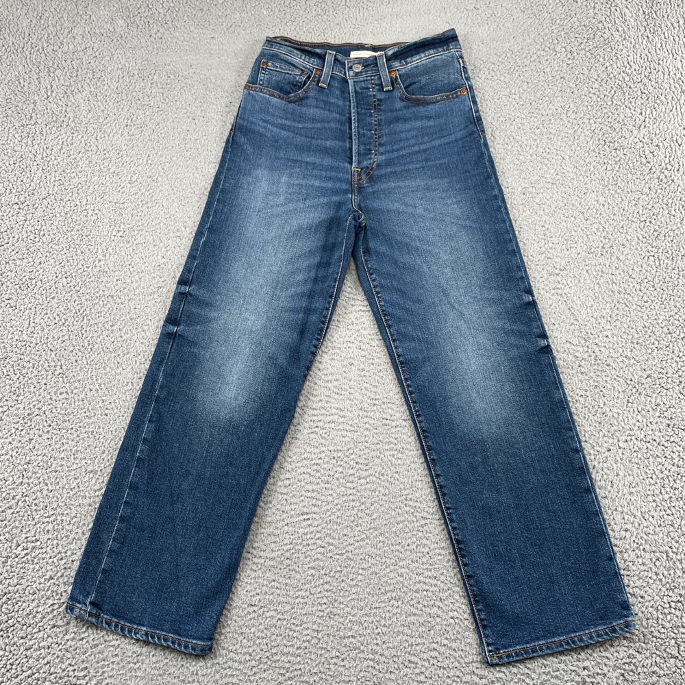 Levi's Jeans Womens 27 Blue Ribcage Straight Ankle High Rise Button Fly Denim